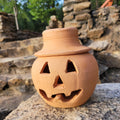Clay Jack-o'-lantern Pumpkin with Hat 1 Quart Terra Cotta from Craven Pottery