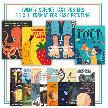 40 Funny Science Class Posters | Hilarious Facts Science Teacher Classroom Bulletin Board | Printable Posters for Middle High School Decor