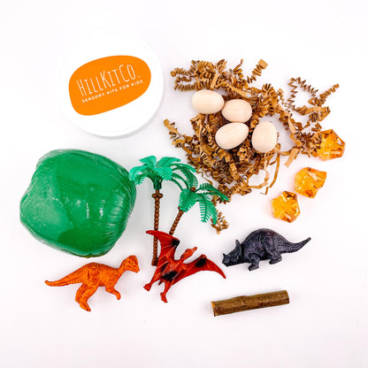 DINOSAUR Tiny Play Dough Kit; Sensory Kit; Kid's Gift