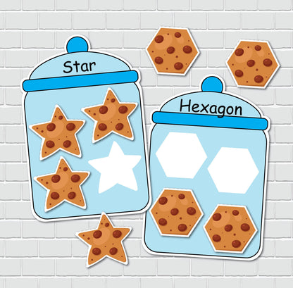 Cookie Jars Shapes Sorting Activity, 2D Shapes Matching Game, File Folder Games, Special Education, Preschool Learning Binder.