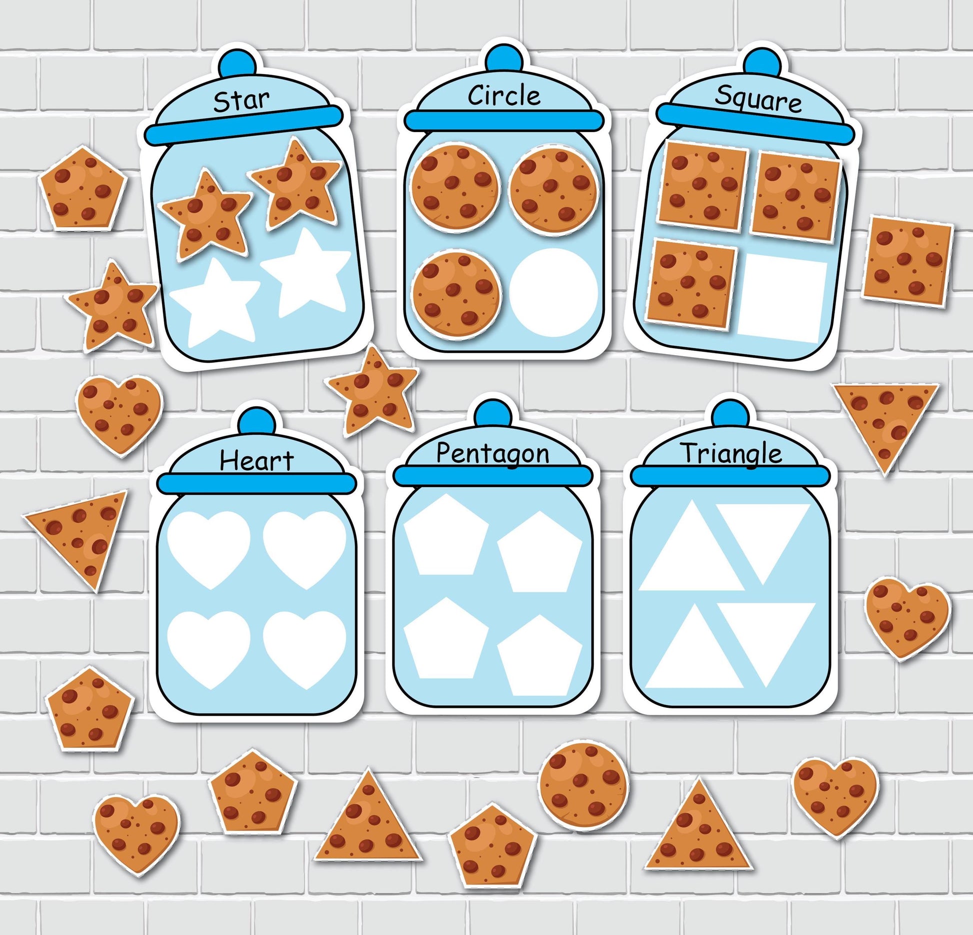 Cookie Jars Shapes Sorting Activity, 2D Shapes Matching Game, File Folder Games, Special Education, Preschool Learning Binder.