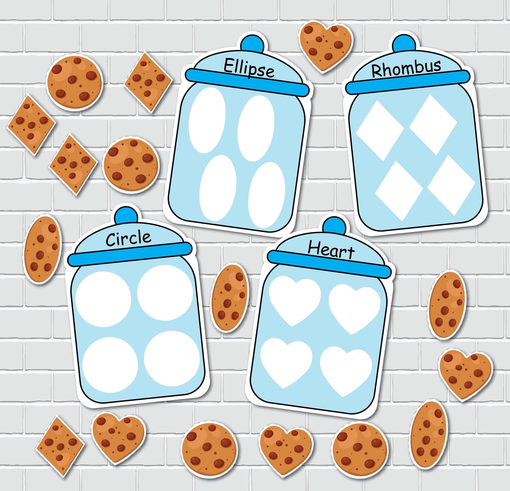 Cookie Jars Shapes Sorting Activity, 2D Shapes Matching Game, File Folder Games, Special Education, Preschool Learning Binder.