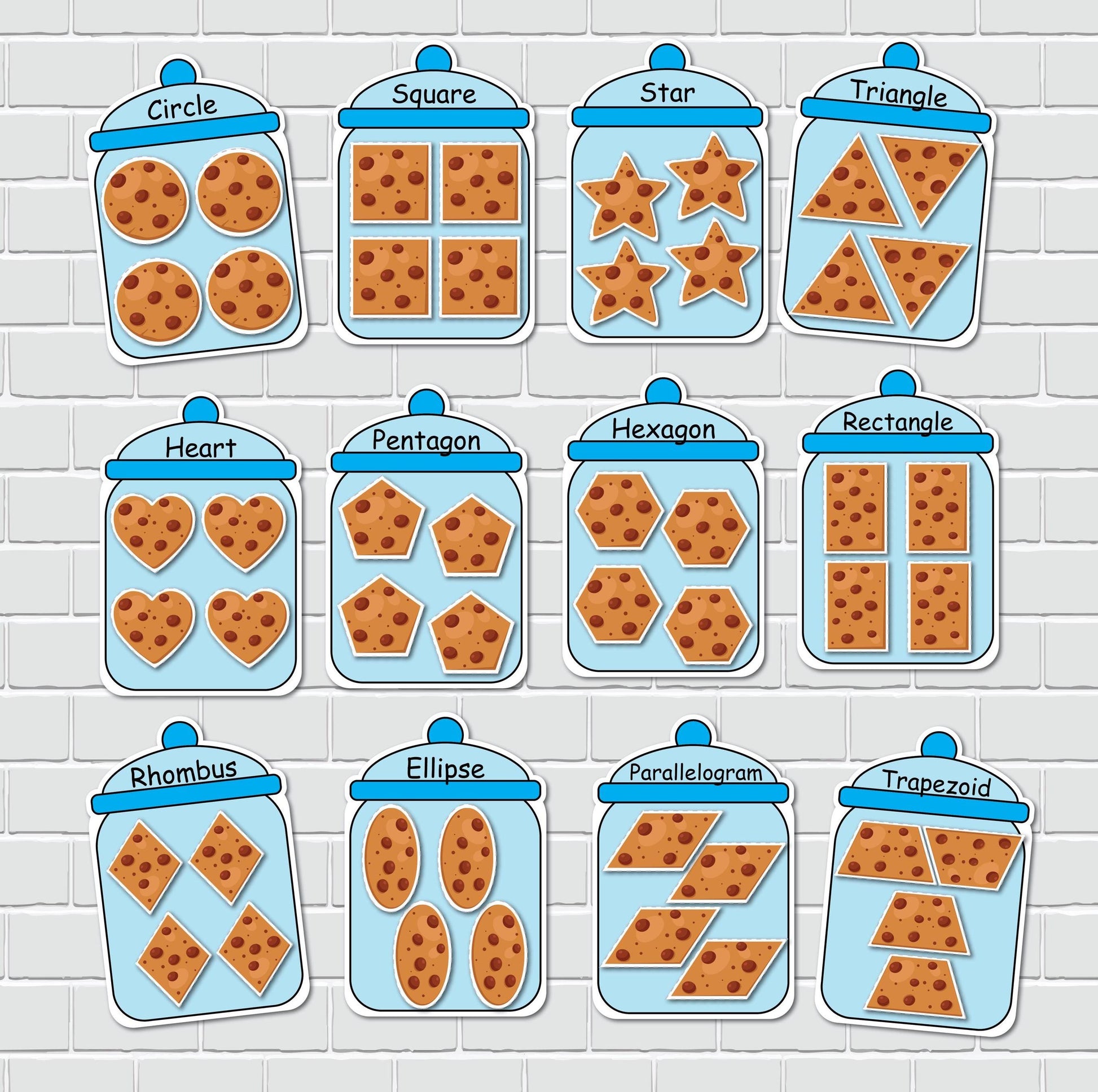Cookie Jars Shapes Sorting Activity, 2D Shapes Matching Game, File Folder Games, Special Education, Preschool Learning Binder.