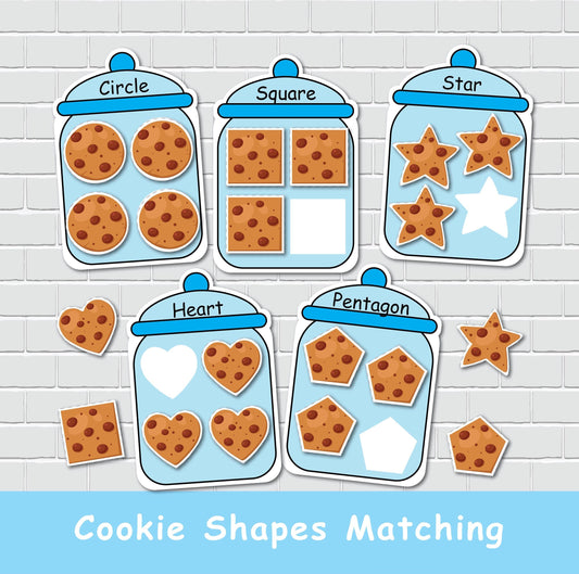 Cookie Jars Shapes Sorting Activity, 2D Shapes Matching Game, File Folder Games, Special Education, Preschool Learning Binder.