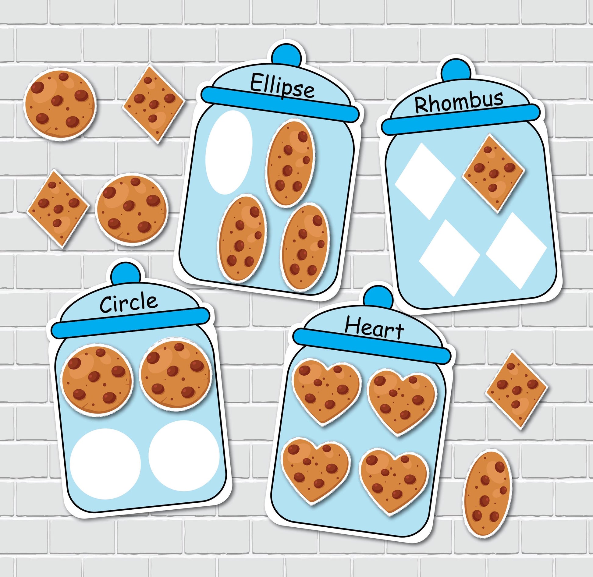 Cookie Jars Shapes Sorting Activity, 2D Shapes Matching Game, File Folder Games, Special Education, Preschool Learning Binder.