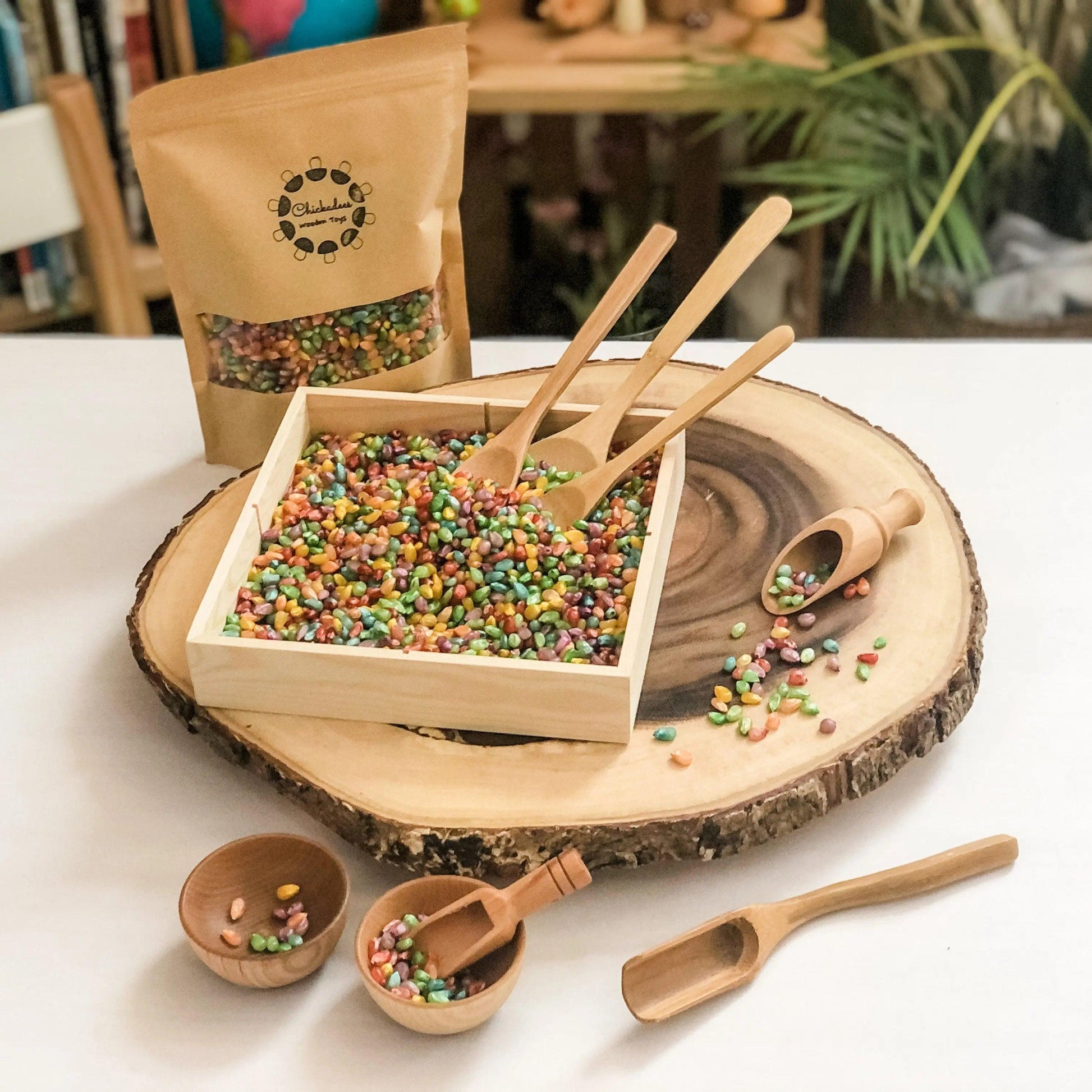 Rainbow Corn Sensory Bin Filler