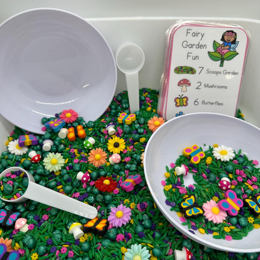 Fairy Garden Sensory Bin  | Sensory Bin | Preschool Spring Game | Homeschool Learning | Counting Preschool Games