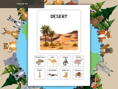Animal Habitat Matching Game | Montessori Nature Activity Velcro | Preschool Learn Sort Cards | Printable Science Educational for Toddlers