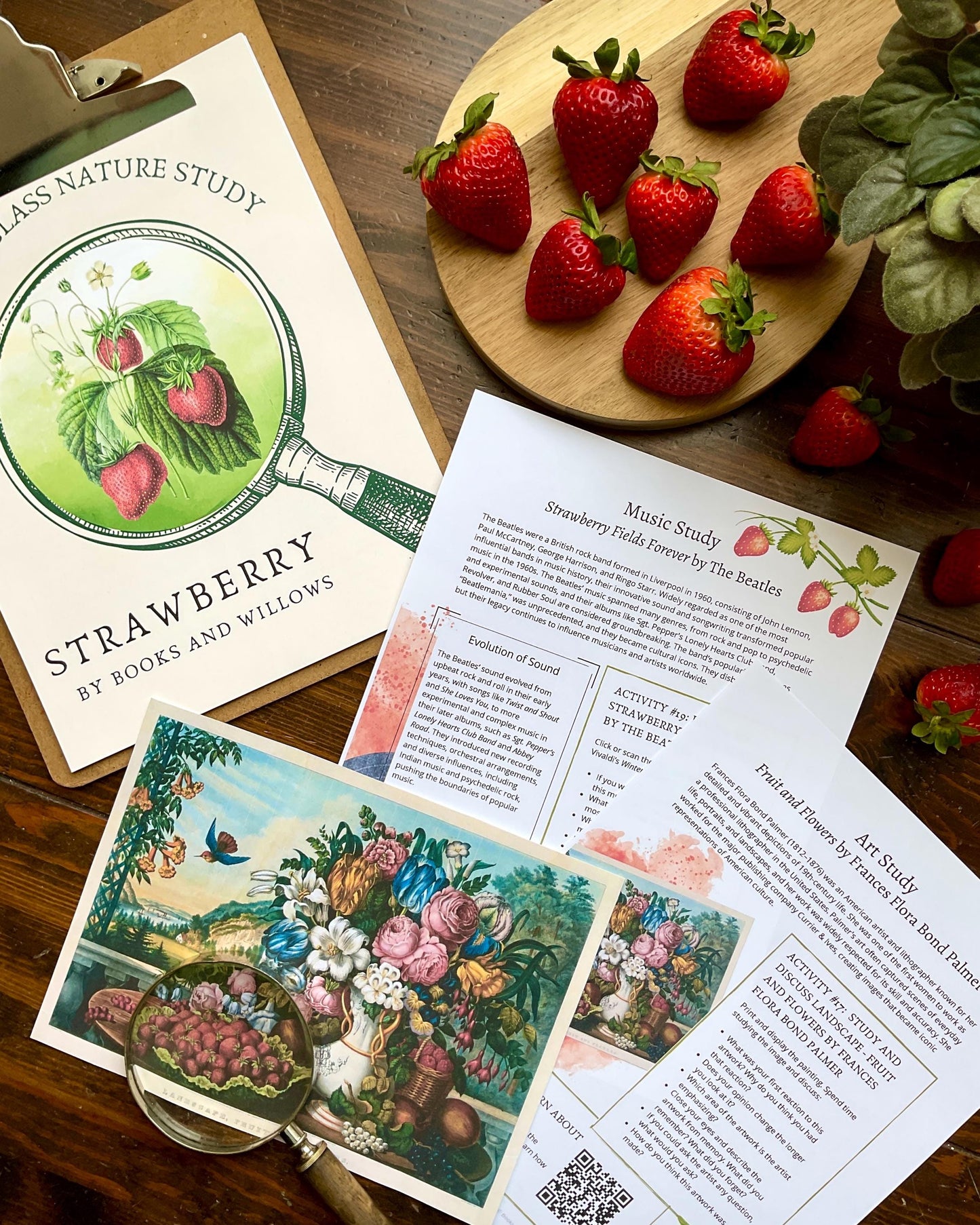 Strawberry Unit - Looking Glass Nature Study | Summer Unit | Homeschool Printable
