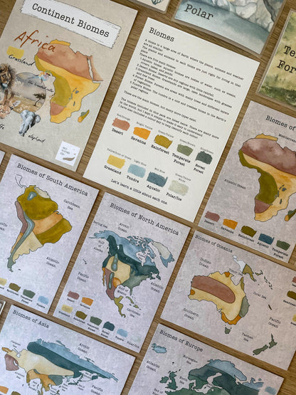 DIGITAL Continent biomes maps, homeschool, waldorf, montessori