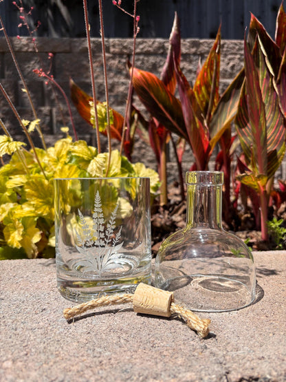 Etched African Violet Clear Vodka Bottle Hydro Planter (1) One - (Self Watering) Eco Friendly, Grow Indoors, Eco Planter, DIY Planter Kit