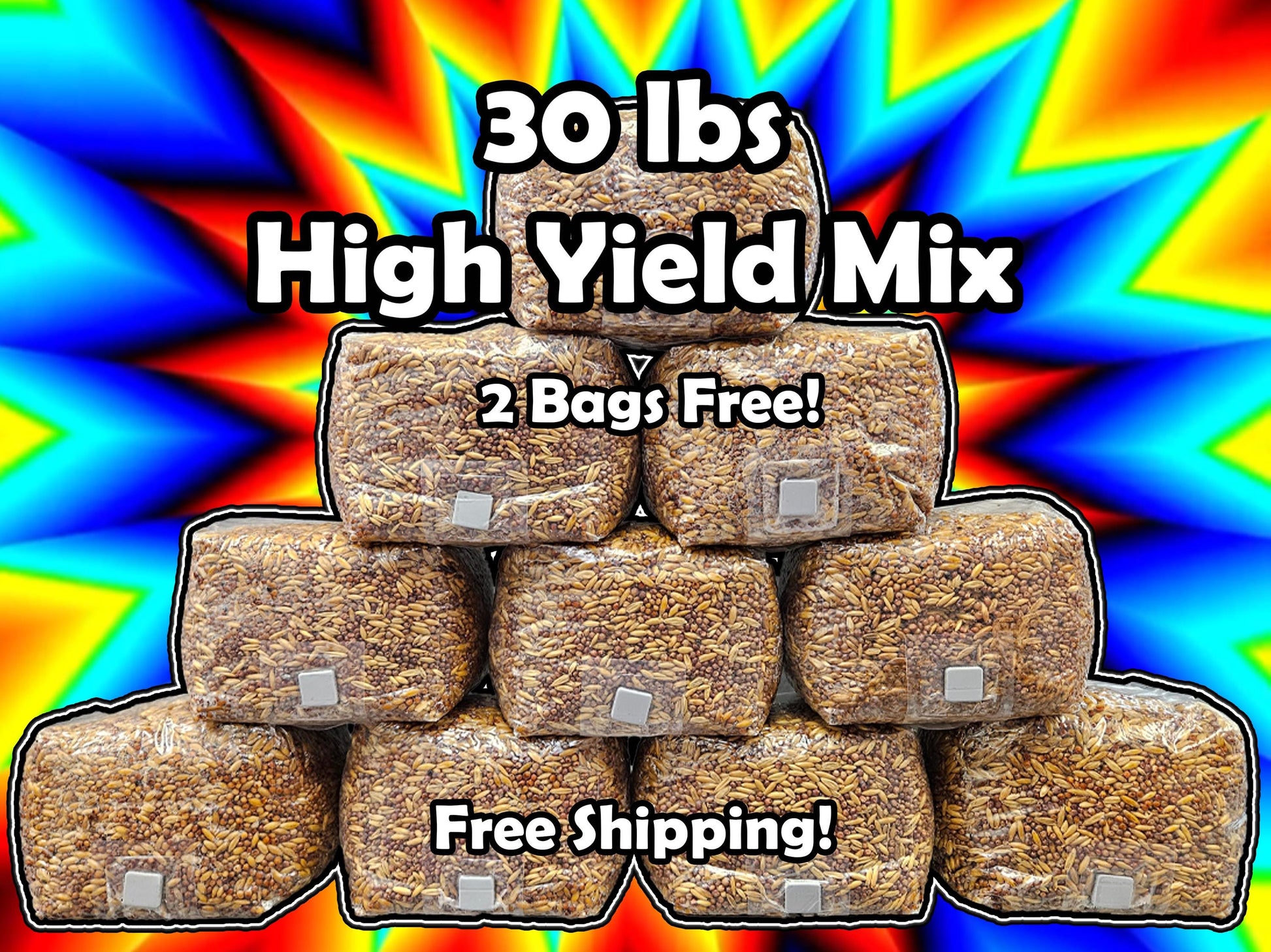 Ten 3lb Sterilized Custom Grain Mix Bags | High Yield Grain for Mushrooms