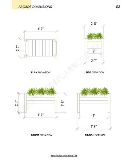 Raised Garden Bed Plans - Cedar Planter Box - DIY Cedar Elevated Planter - Raised Bed Plans - PDF for Vegetables, Herbs, Flowers