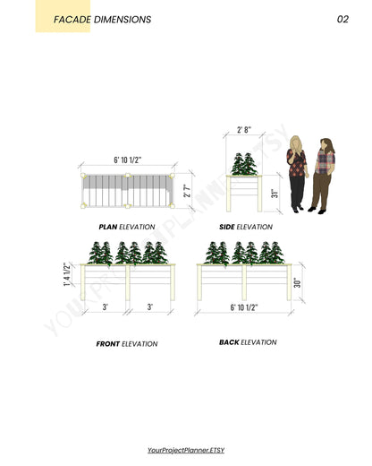 Raised Garden Bed Plans - Cedar Planter Box - DIY Cedar Elevated Planter - Raised Bed Plans - PDF for Vegetables, Herbs, Flowers