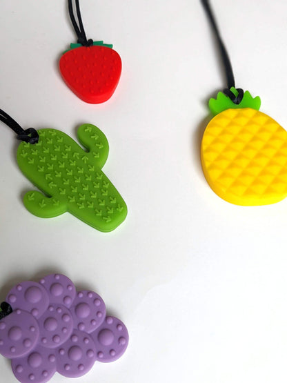Fruit Sensory Chew Necklace: Silicone Chewlry, Stim Fidget Toy