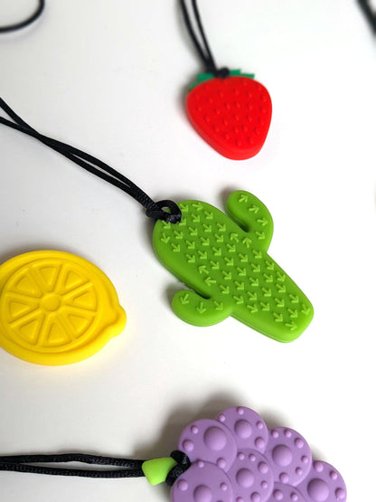 Fruit Sensory Chew Necklace: Silicone Chewlry, Stim Fidget Toy