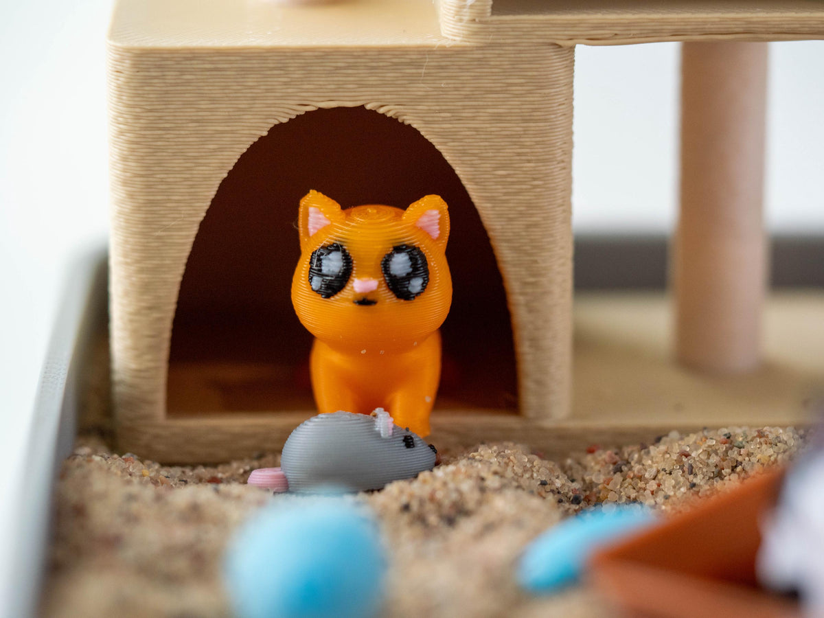 Cat zen garden sensory sand tray with cat figures, rake and toys – photo 9