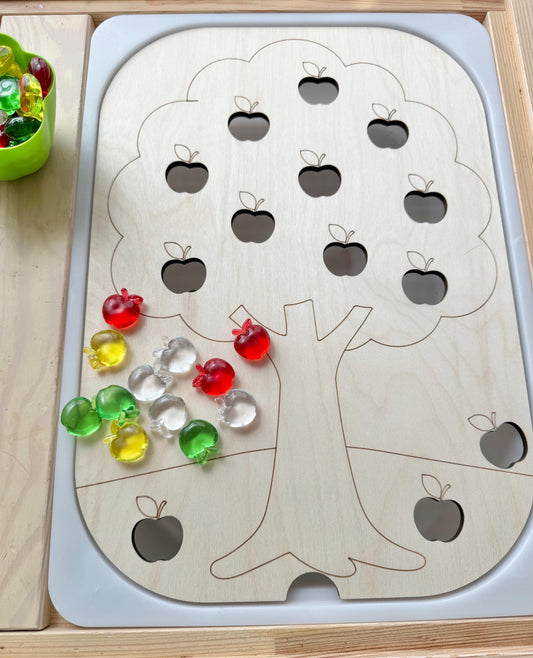 Apple Tree Sensory Bin Insert: Montessori Fine Motor Toy, Flisat Insert, Sensory Table Insert