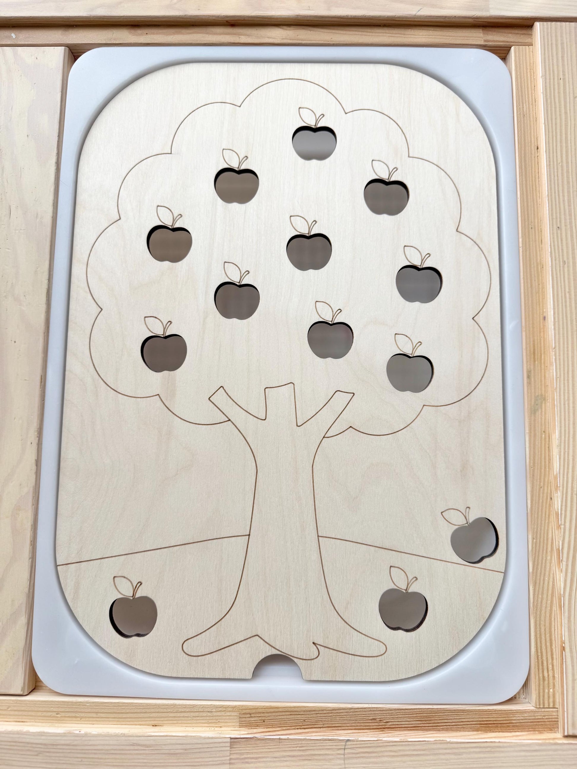 Apple Tree Sensory Bin Insert: Montessori Fine Motor Toy, Flisat Insert, Sensory Table Insert