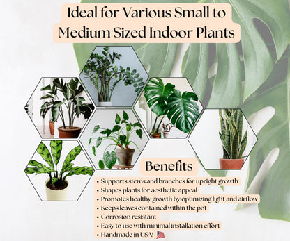 Monstera Leaf Shaped Plant Support, Decorative Home Decor Plant Supports, Cute Indoor Potted Plant Art, Artisan Bohemian Style Plant Trellis