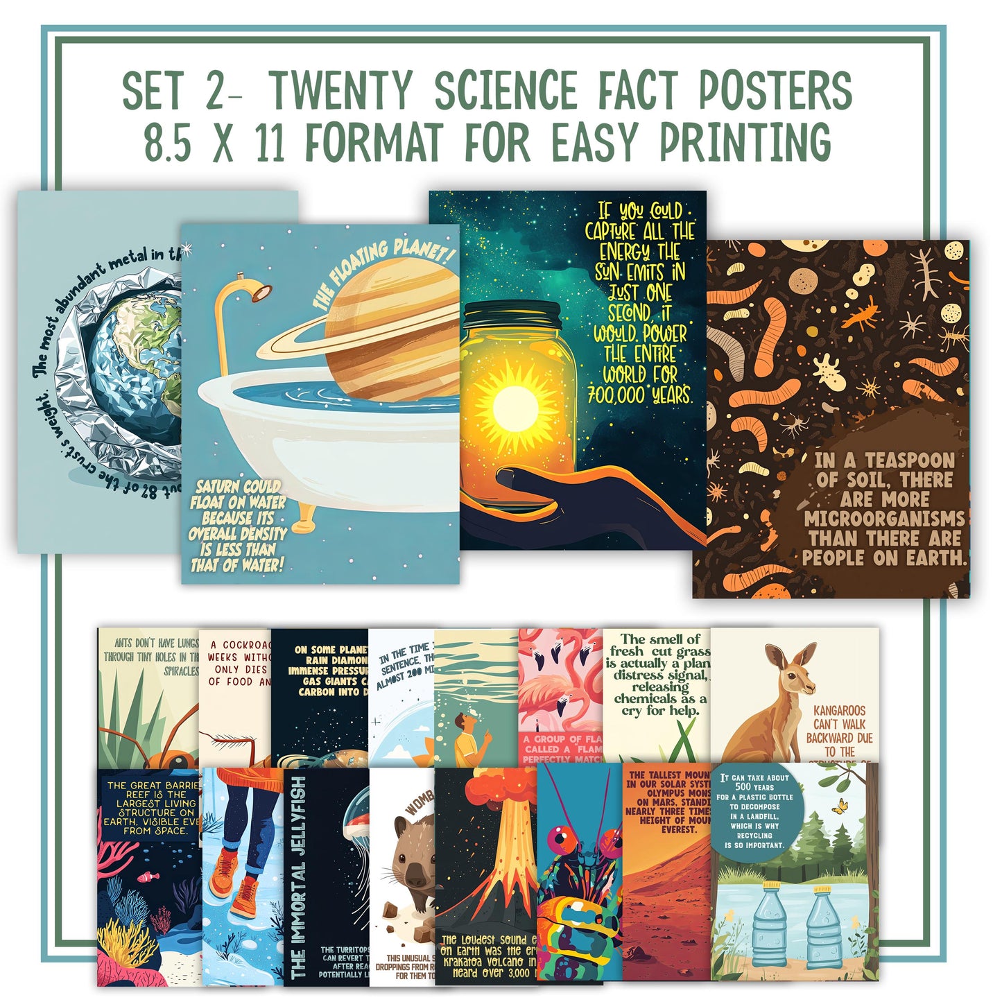 40 Funny Science Class Posters | Hilarious Facts Science Teacher Classroom Bulletin Board | Printable Posters for Middle High School Decor