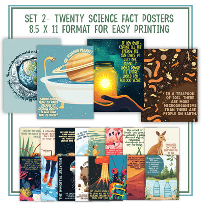 40 Funny Science Class Posters | Hilarious Facts Science Teacher Classroom Bulletin Board | Printable Posters for Middle High School Decor
