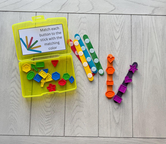 Button Color Sorting Task Box: Montessori Fine Motor Skills Activity