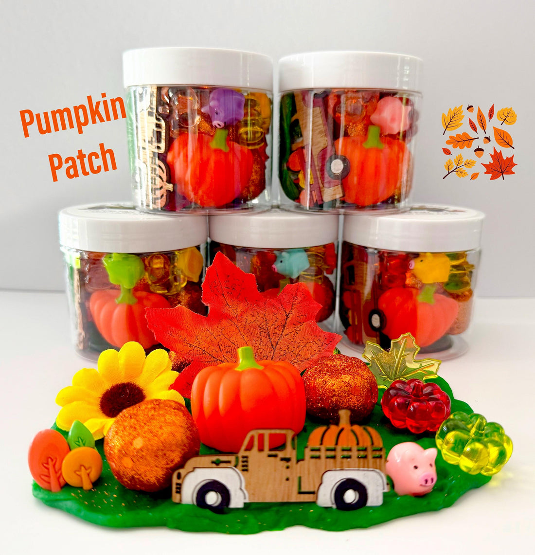 Fall Play Dough Sensory Jars, Autumn Play Dough Set, fall gift for kids, thanksgiving craft activity, party favors for kids, pumpkin patch