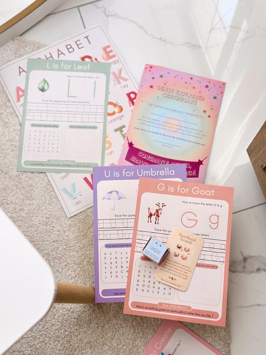 Printable Montessori Alphabet Learning Bundle PDF – Watercolor ABC Flashcards, Tracing Worksheets & Preschool Activities
