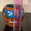 Vintage Mexican Folk Art Terracotta Pottery Vase, 4.25” Tall Pot