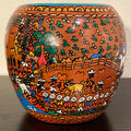 Vintage Mexican Folk Art Terracotta Pottery Vase, 4.25” Tall Pot