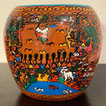 Vintage Mexican Folk Art Terracotta Pottery Vase, 4.25” Tall Pot