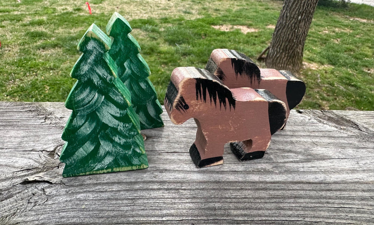 Handmade wooden farm and barn play set with animals and farmers – photo 2