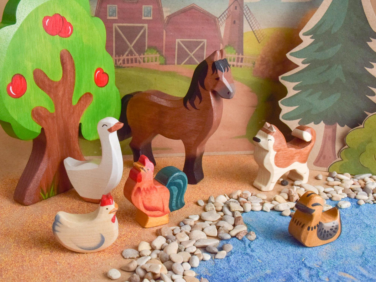 Handmade wooden farm animal figures set – photo 5
